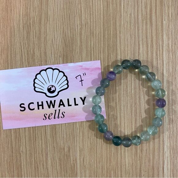 Genuine fluorite crystal bracelet / handmade / 7” - Picture 3 of 3
